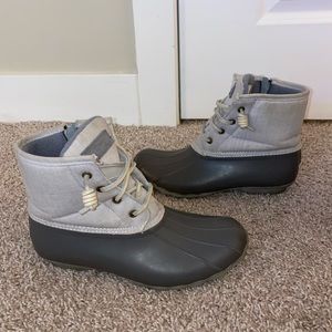 Grey Sperry Boots
